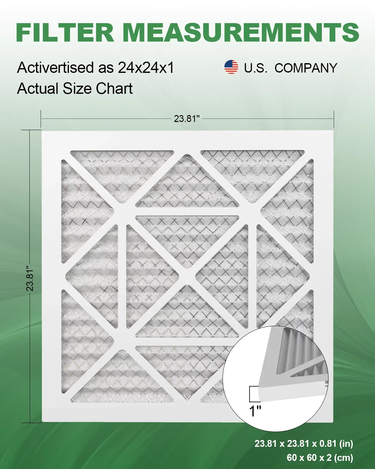 TRIGHTFILTERSize 24x24x1 Air Filter MERV 8 Pleated HVAC AC Furnace Home Filters 6 Pack