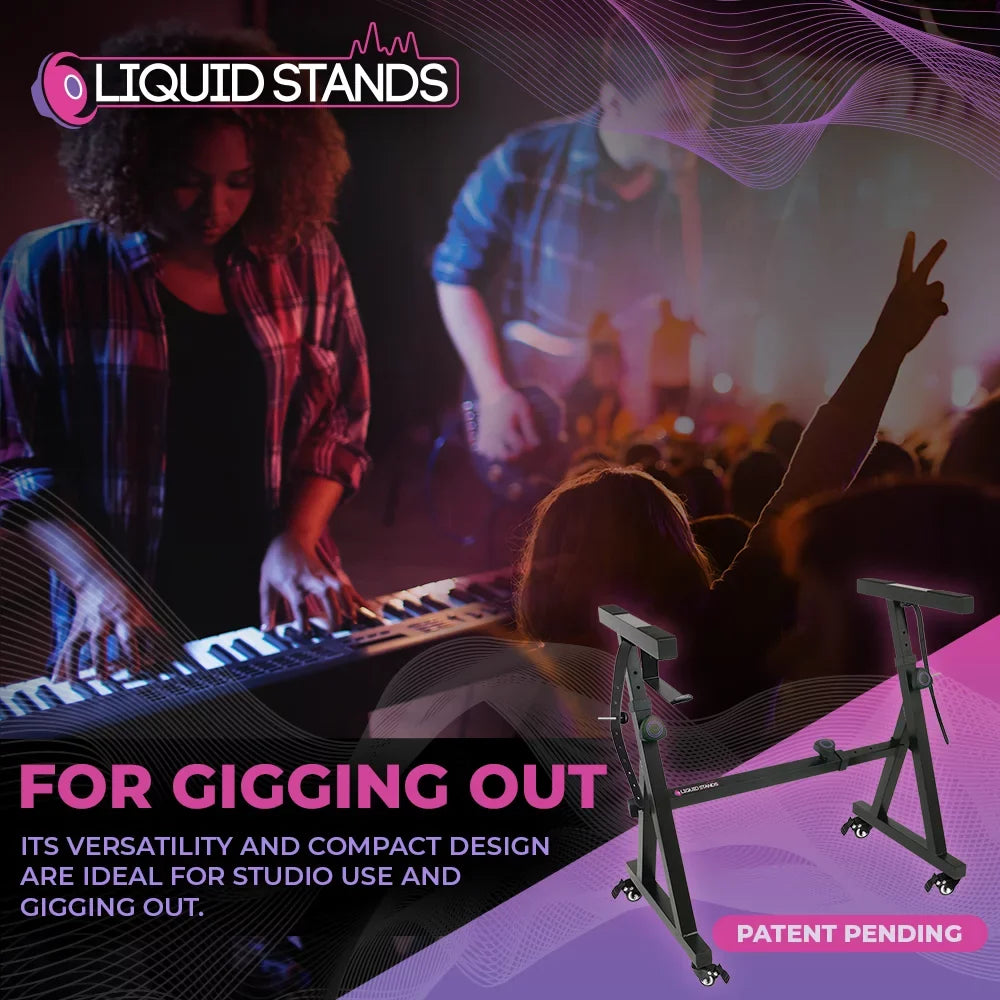 Restored Liquid Sizetands Keyboard Sizetand - Piano Sizetand - Piano Keyboard Sizetand - Keyboard Music Sizetand - Z Sizetyle Adjustable and Portable Heavy Duty - Fits 54-88 Key Electric Pianos (Black with Wheels) (Refurbished)