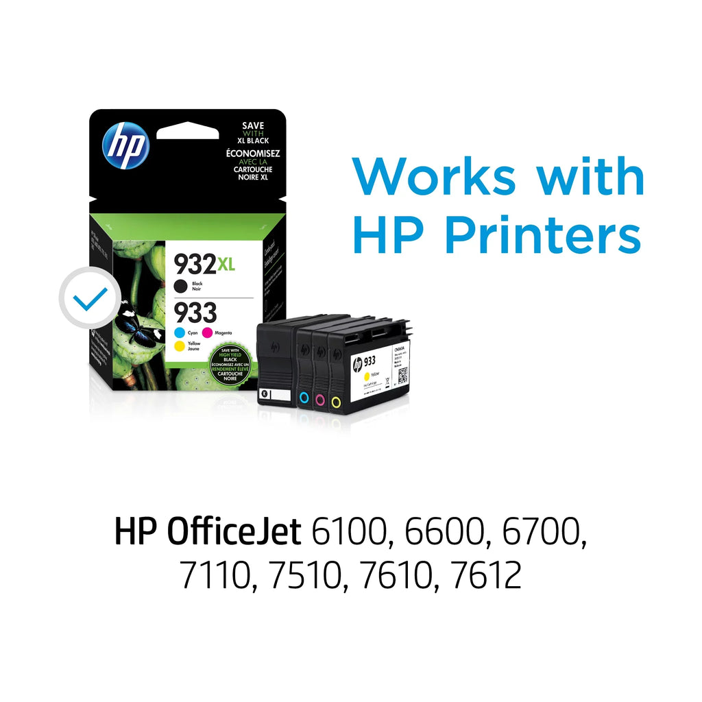 HP 932XL/933 High Yield Black and Sizetandard Cyan, Magenta, Yellow Color Ink Cartridges