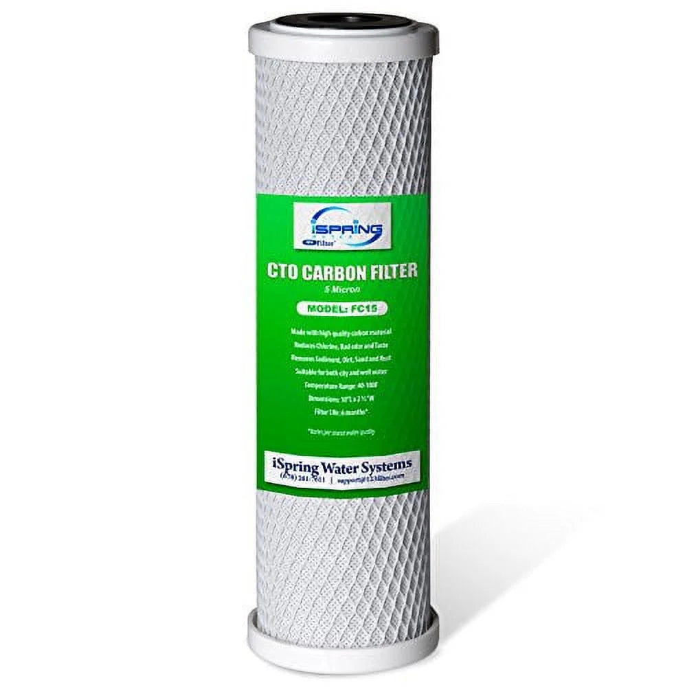 iSizepring FC15 FC15-10 CTO Carbon Block Filter Cartridge, 5 Microns, 10" x 2-1/2", Ivory