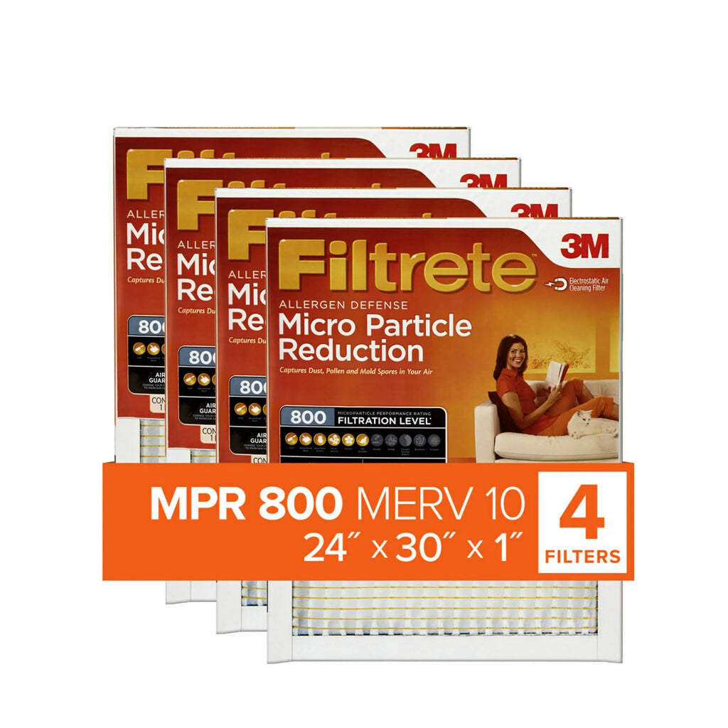 Filtrete 24x30x1 Air Filter, MPR 800 MERV 10, Micro Particle Reduction, 4 Filters