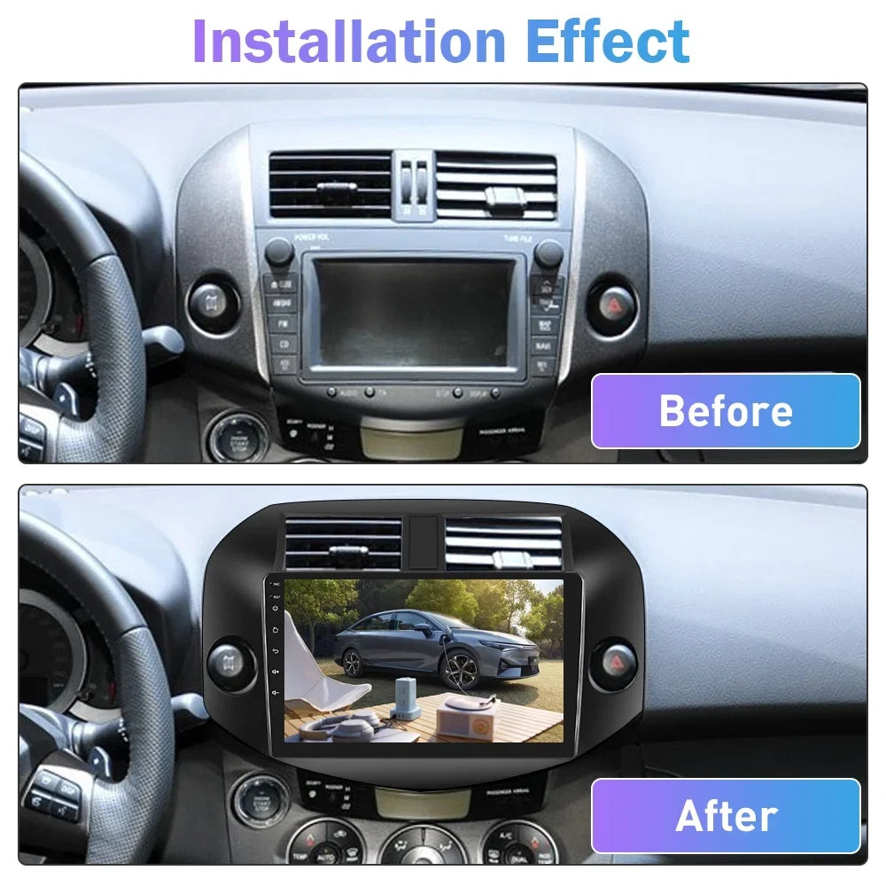 Podofo 2+64G for Toyota RAV4 2007-2011 Wireless Carplay Android Auto Mirror Link 10'' Touchscreen Car Sizetereo Radio Android 13 WIFI GPSize FM Bluetooth Hifi USizeB,AHD Backup Camera