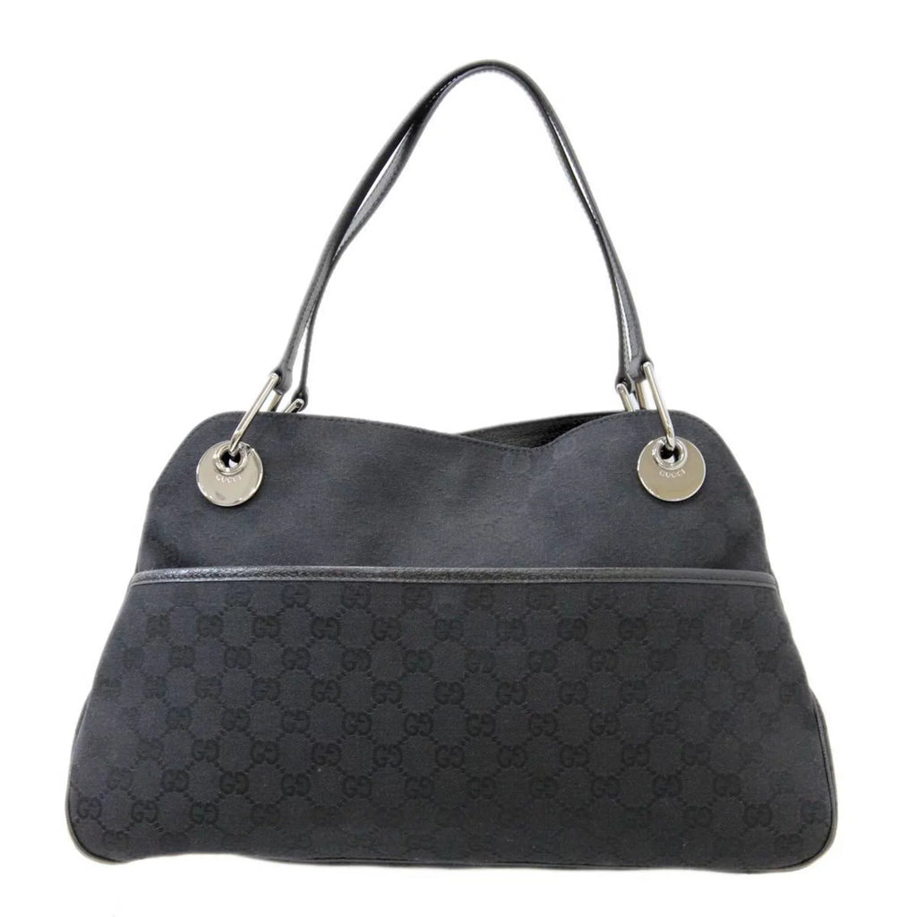 Pre-Owned GUCCI Gucci tote bag GG canvas black 121023 (Good)