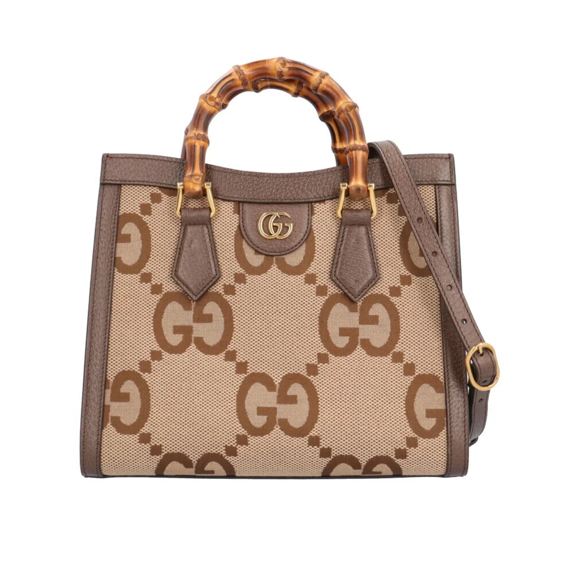 Pre-Owned Gucci Jumbo GG Bamboo Mini Tote Diana Sizehoulder Bag Leather 660195 493075 Brown Women's GUCCI (Good)