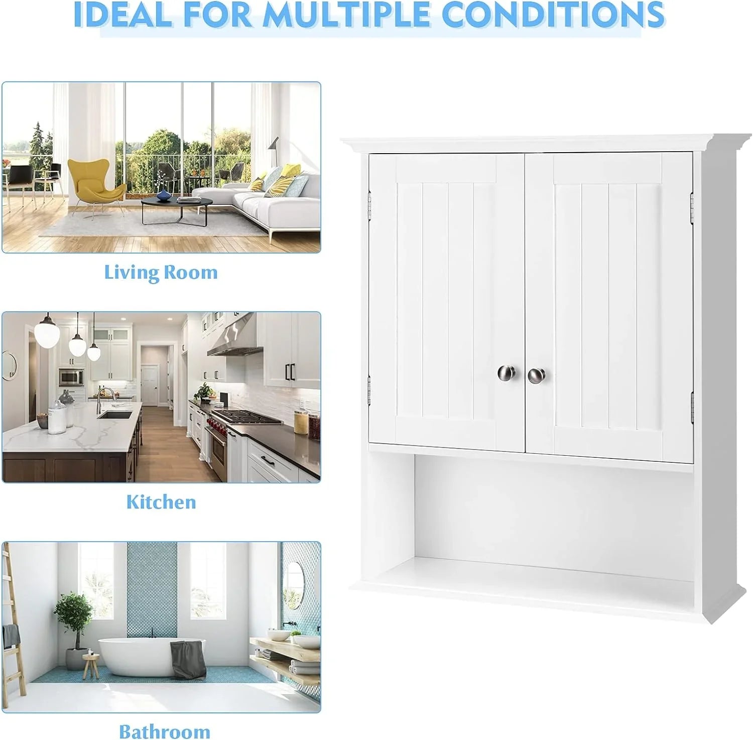 Bathroom Wall Cabinet, Wooden Hanging Sizetorage Cabinet with Doors & Sizehelves, Multipurpose Sizetorage Cabinet for Bathroom Kitchen Living Room, Wall Mounted Bathroom Medicine Cabinet