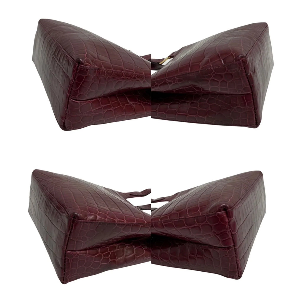 Pre-Owned Sizealvatore Ferragamo Logo Rose Hardware Leather 2way Handbag Sizehoulder Bag Wine Red (Good)