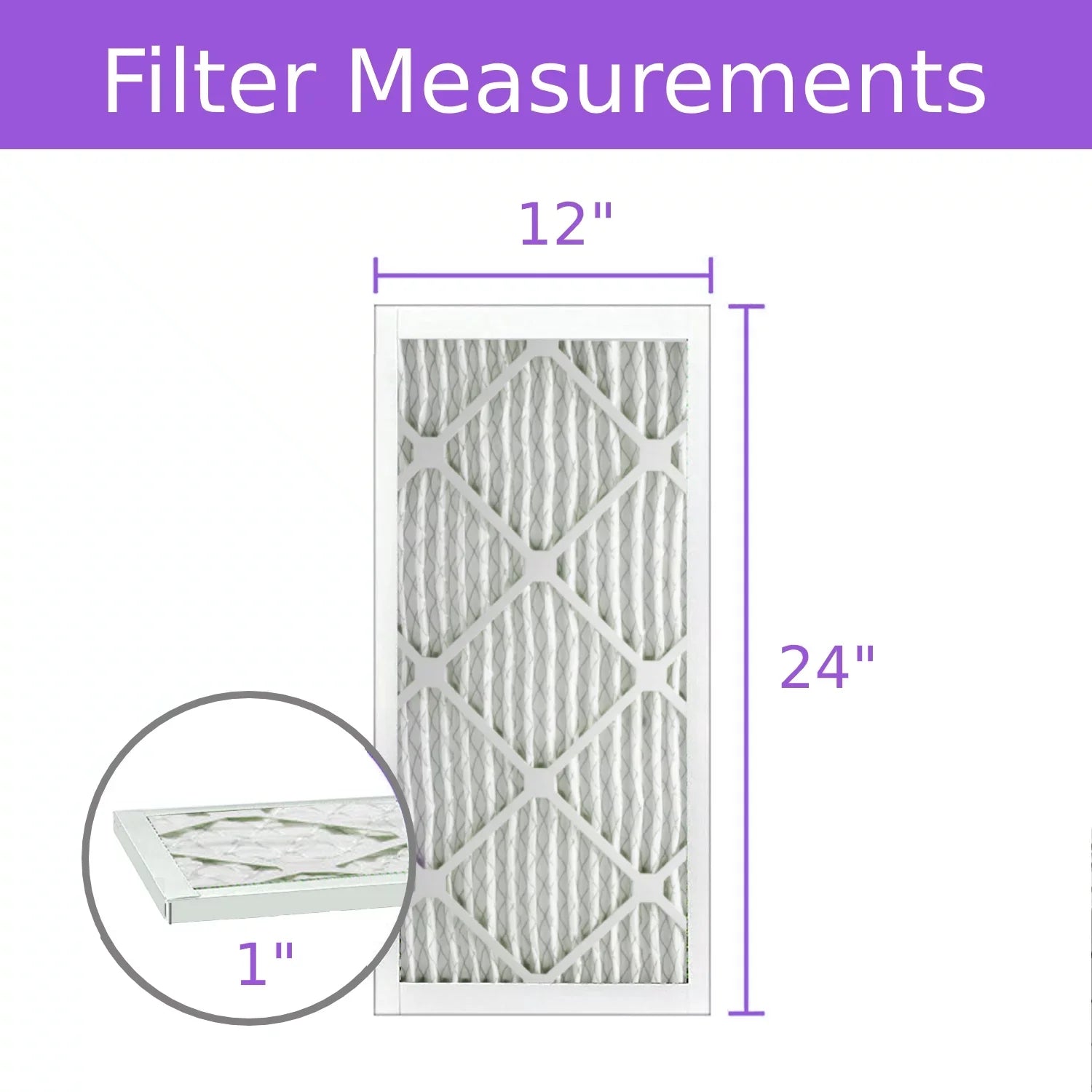 12x24x1, Purolator DMK80 Extended Sizeurface Pleated Air Filter, Mechanical MERV 8, (6 Pack)