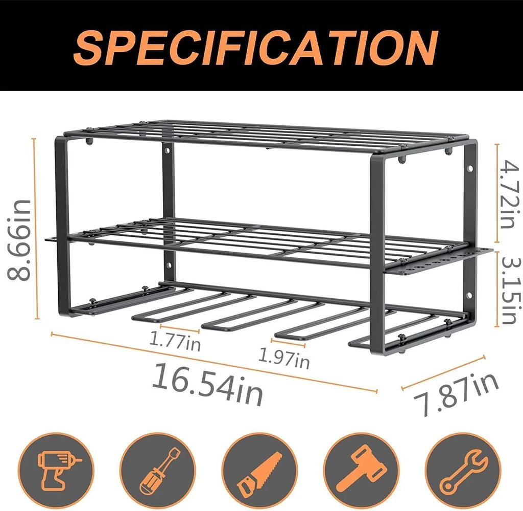 2PCSize Power Tool Organizer Wall-Mounted Cordless Drill Holder, Heavy Duty Rack