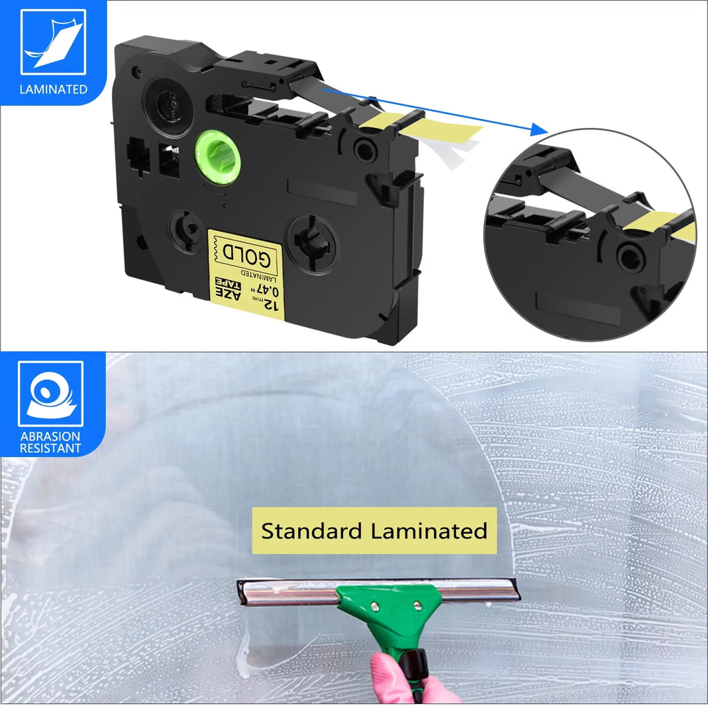 GREENCYCLE 40PK Compatible for Brother P-touch Black on Gold 12mm TZ TZe TZe-831 TZ-831 TZ831 TZe831 Laminated Label Tape