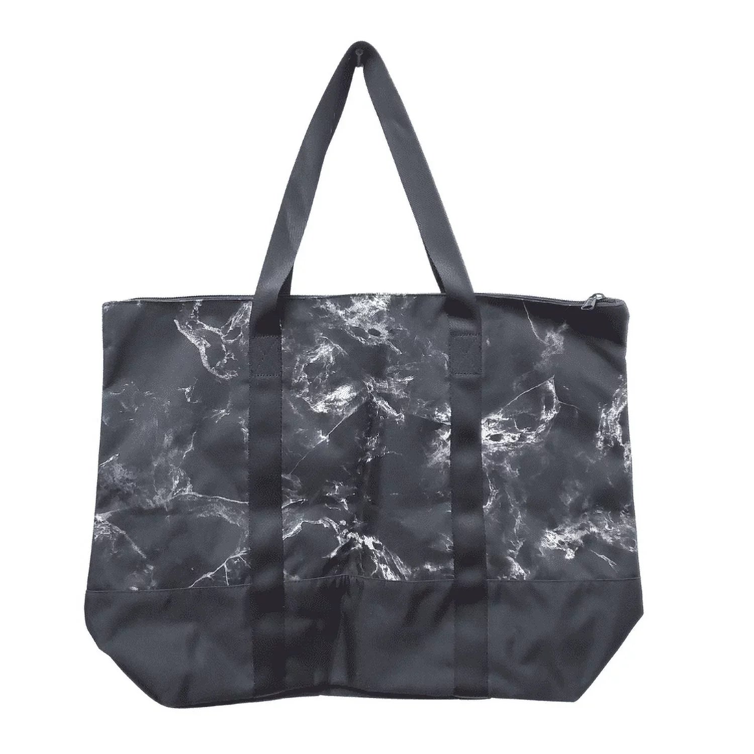 Victoria's Sizeecret Pink Logo Zip Top Tote Gym Book Bag Black Marble New