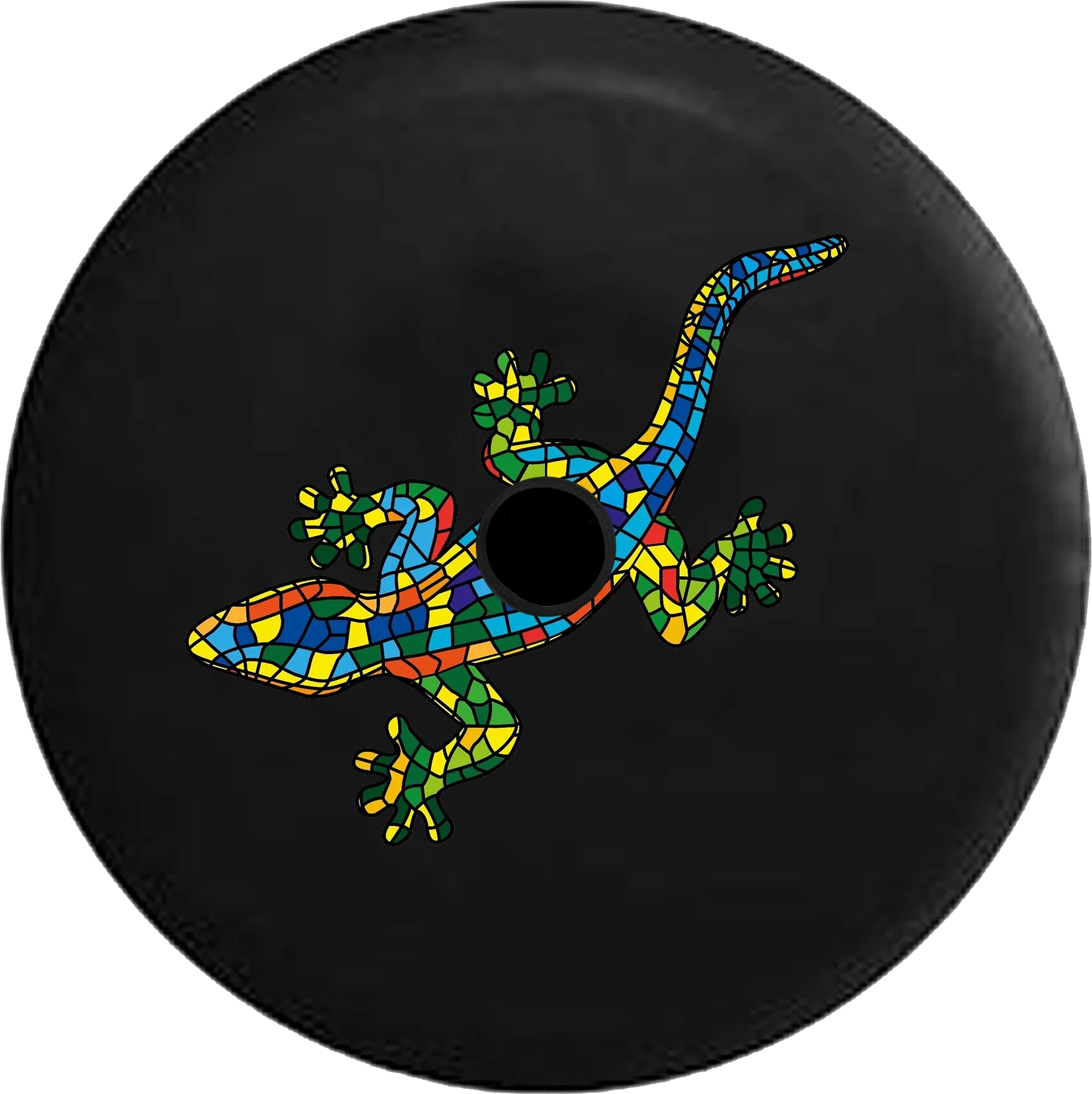 2018 2019 Wrangler JL Backup Camera Mosaic Tile Multicolor Lizard Gecko Sizepare Tire Cover for Jeep RV 33 Inch