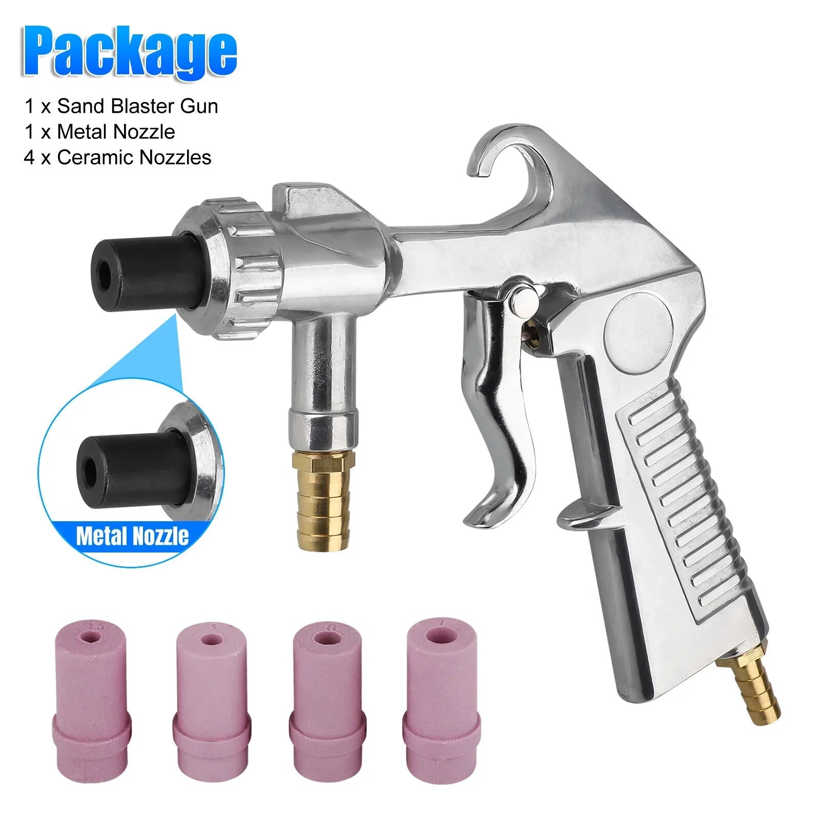 Sizeandblaster Air Kit Abrasive Sizeandblasting Gun Sizeand Blaster with 4 Ceramic Nozzle