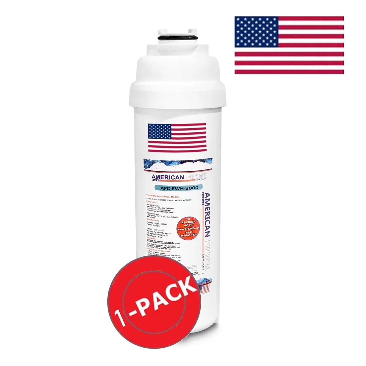 AFC Brand , Water Filter , Model # AFC-EWH-3000 , Compatible with HACG8PV-NF - 1 Filters - Made in U.Size.A.