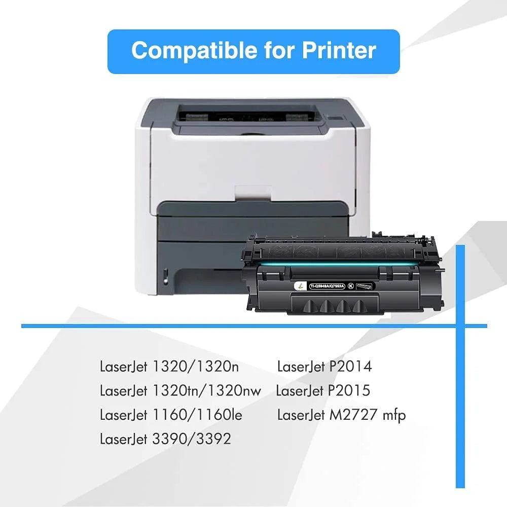 49A 53A High Yield Toner Cartridges 2-Pack Black for HP 49A Q5949A 53A Q7553A 49X Q5949X Compatible for HP LaserJet 1320 1320N 1320TN 1320NW 3390 P2015 P2015dn Printer Ink