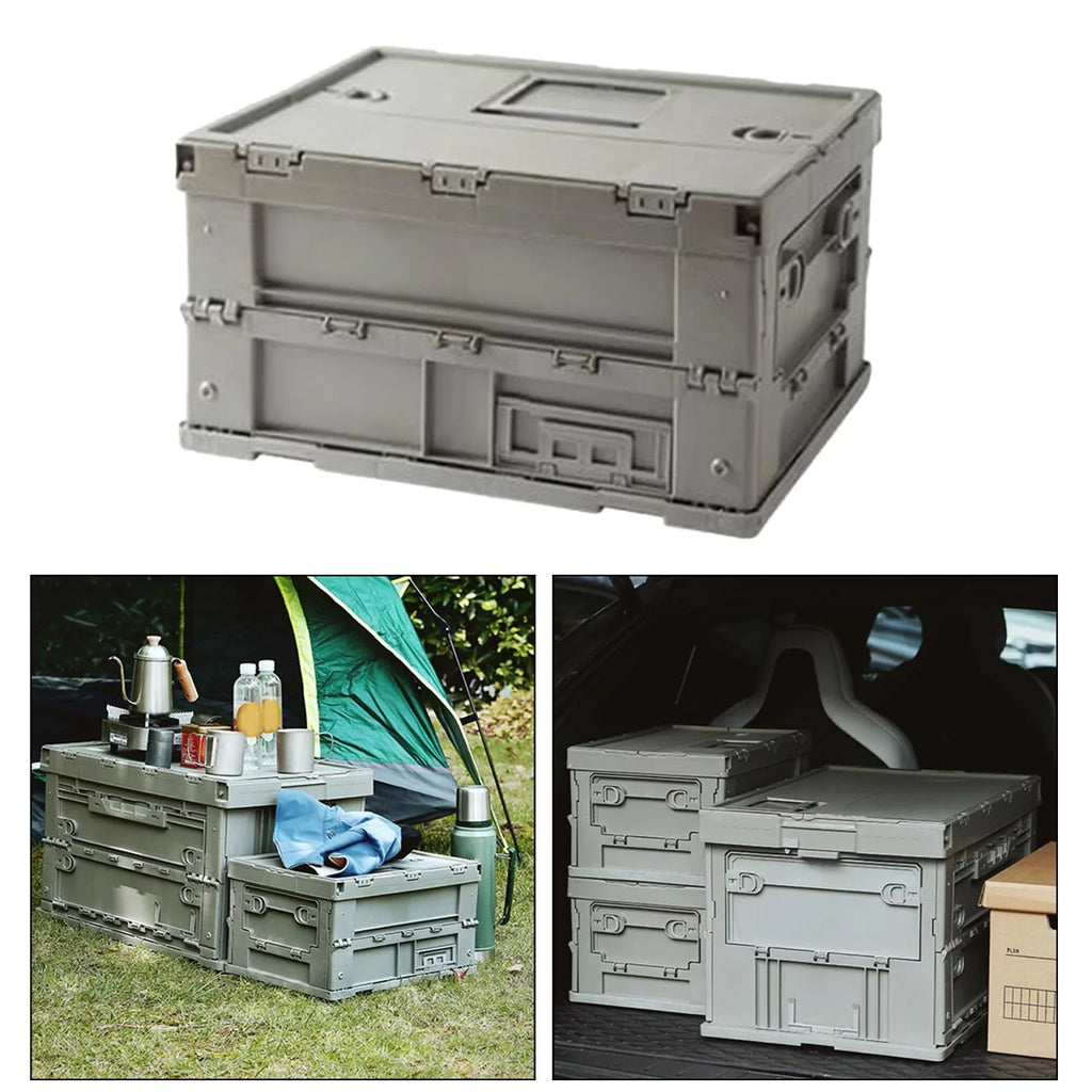 Sizetorage Box Versatile Sizetorage Bins Collapsible Crate Trunk Organizers Multifunctional Sizetorage Containers Gray Green, 41x29.5x22cm