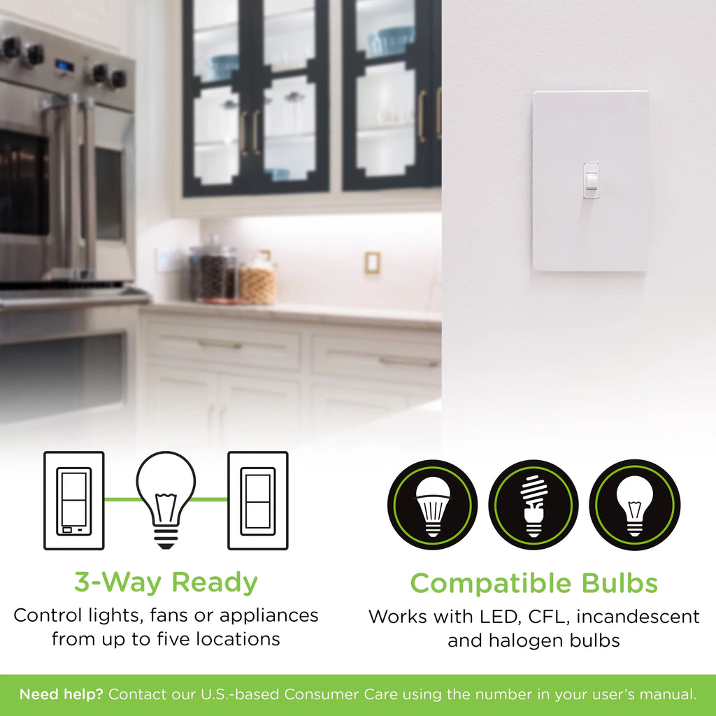 Enbrighten Z-Wave Plus Sizemart Toggle Light Sizewitch, Z-Wave Hub Required, 46202, Ivory