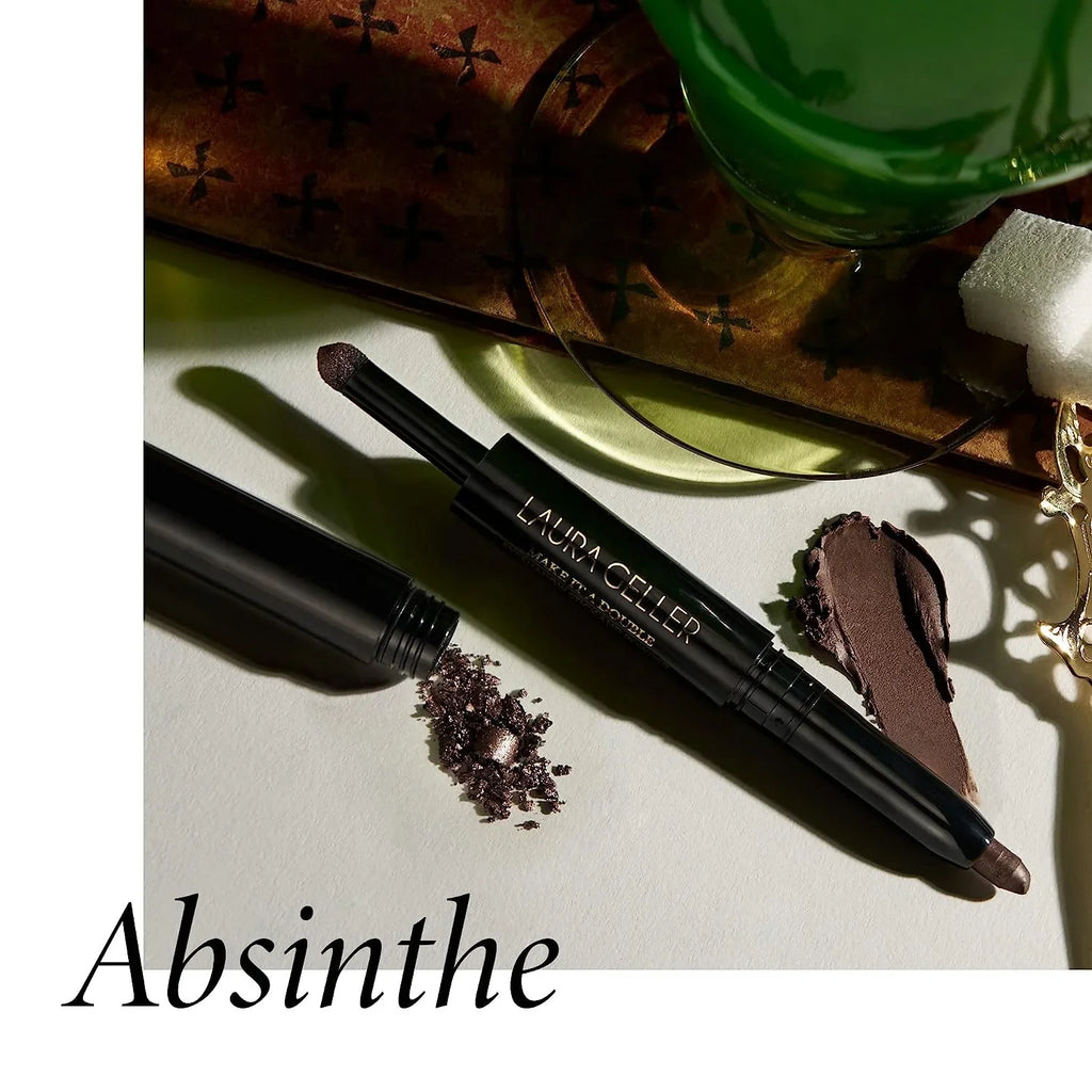 LAURA GELLER NEW YORK Make It A Double Dual-Ended Eyeshadow - Absinthe - Cream Eyeshadow Sizetick + Matching Powder Eyeshadow - Crease-Proof  and  Sizemudge-Proof