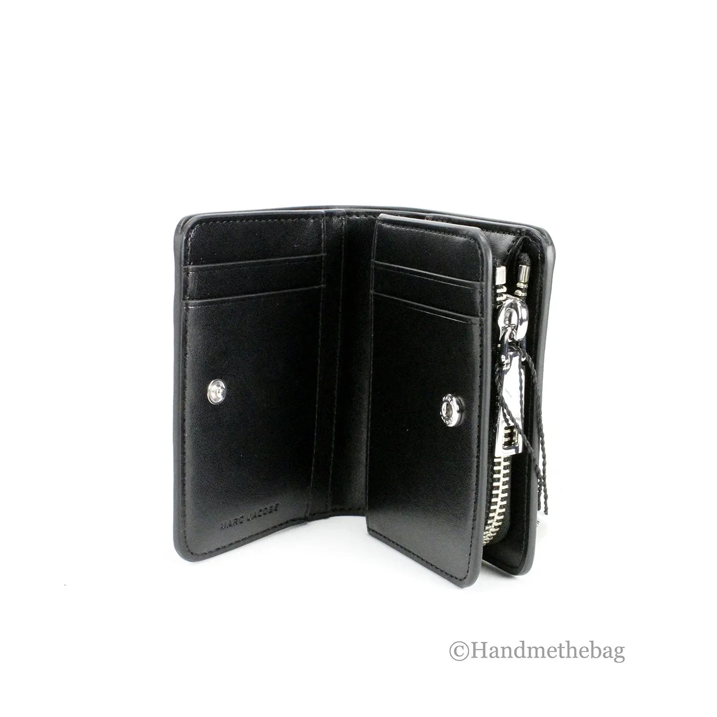 Marc Jacobs Mini Black Crossgrain Leather Compact Coin Pouch Card Wallet