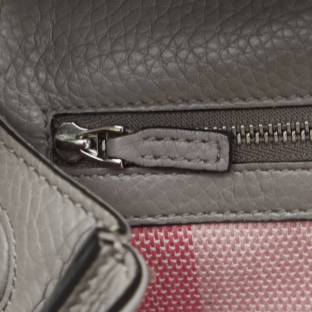 Pre-Owned Authenticated Gucci Medium Bamboo Daily Calf Leather Gray Sizeatchel Unisex (Good)