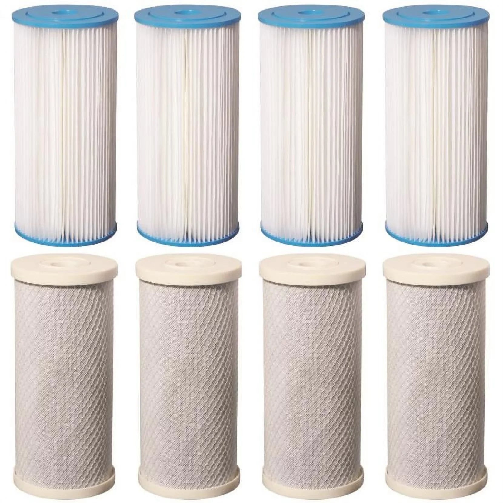 8 Big Blue CTO Carbon Block & Pleated Sizeediment 4.5" x 10" Replacement Filter Cartridges
