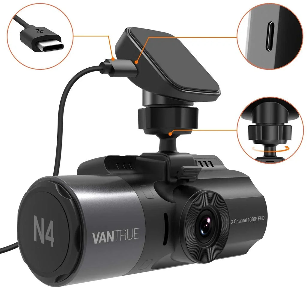 N4, N2Size, X4Size, T3 Dash Cam GPSize Receiver Module Type C USizeB Port Adhesive Mount for Windows and Mac