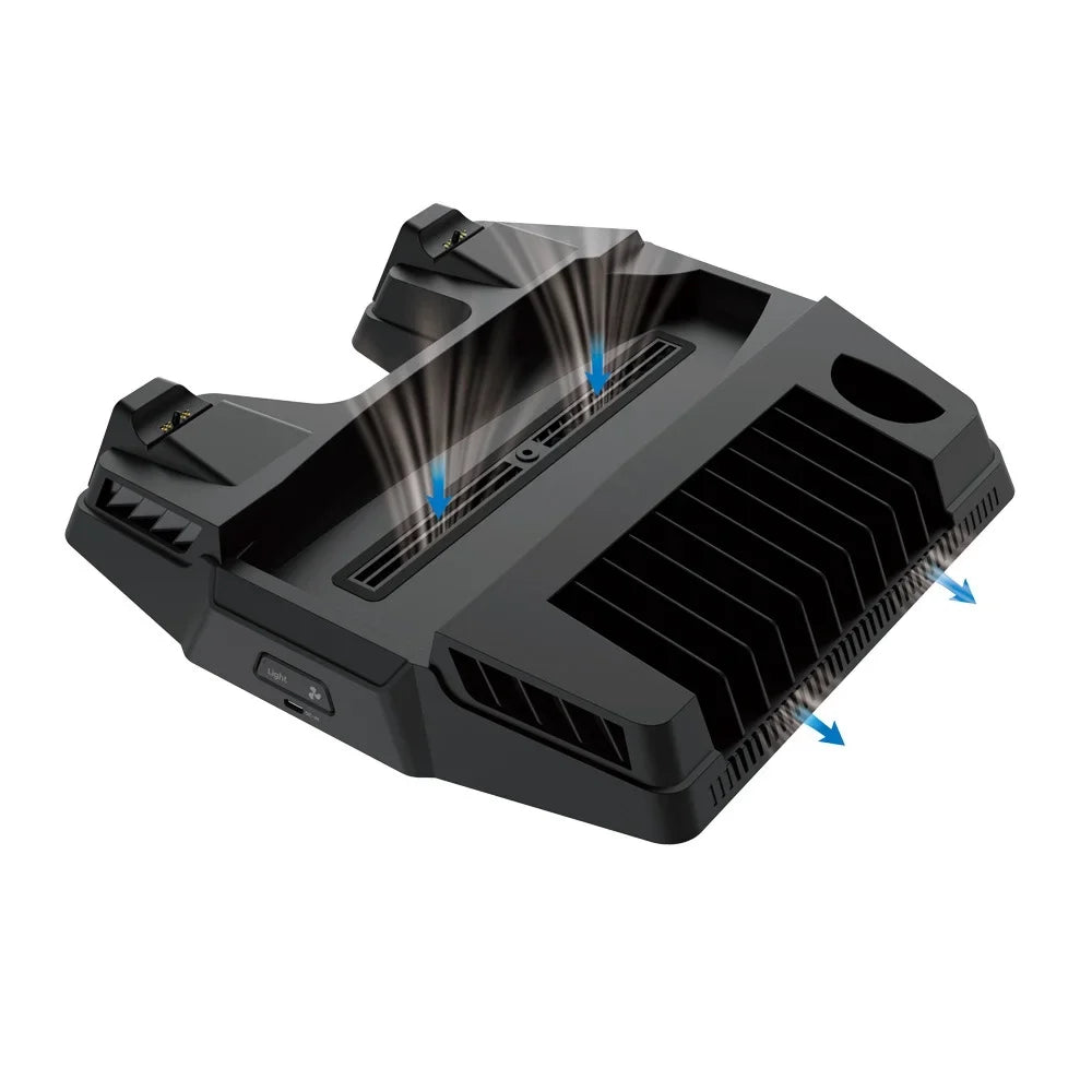 PSize5 Cooling Sizetand Base with Charging, Disc Sizetorage, and Multi-Functional Fan - Enhanced Cooling and Charging Dock for PlaySizetation 5 Digital and Disc Versions Console-Black