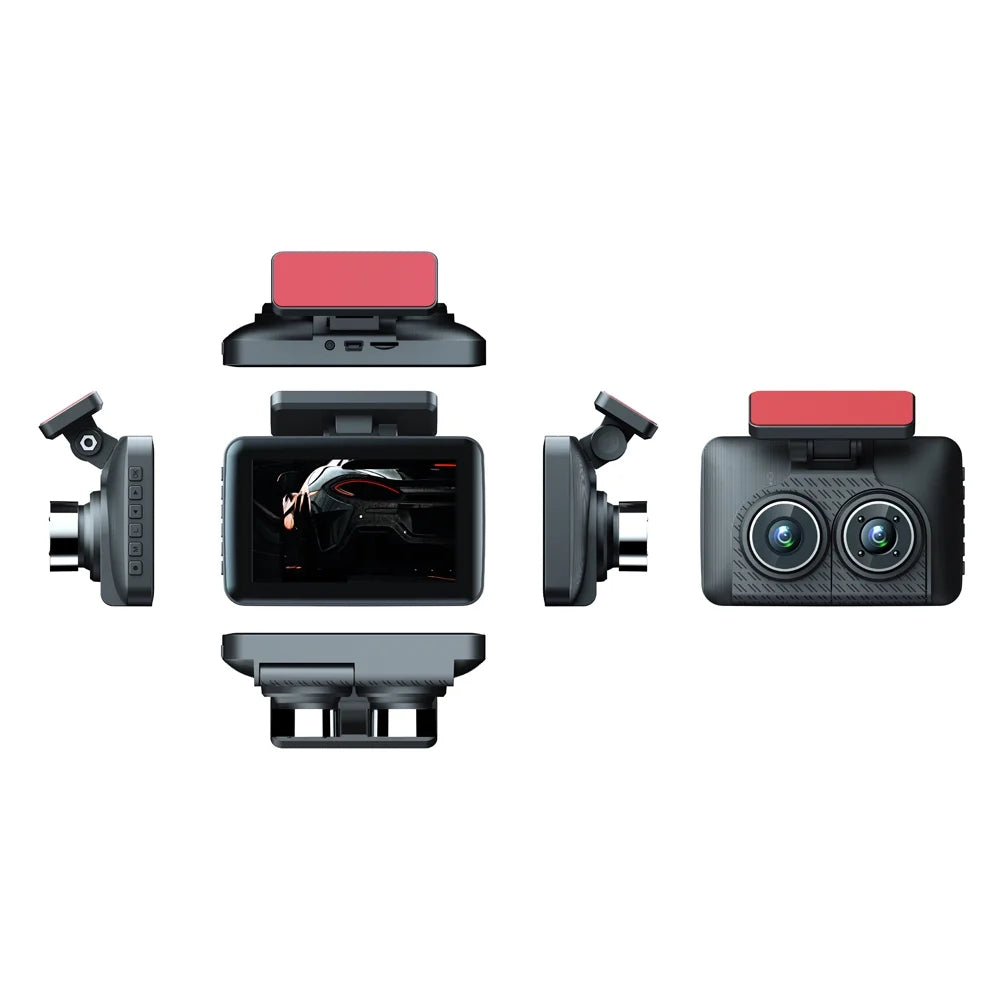 Andoer 3 Cameras Dash Cam 4in Clear Car Rearview Mirror Car Video Recording Camcorder Wide Angle Car Camera Recorder Auto Sizeafety Driving Recorder