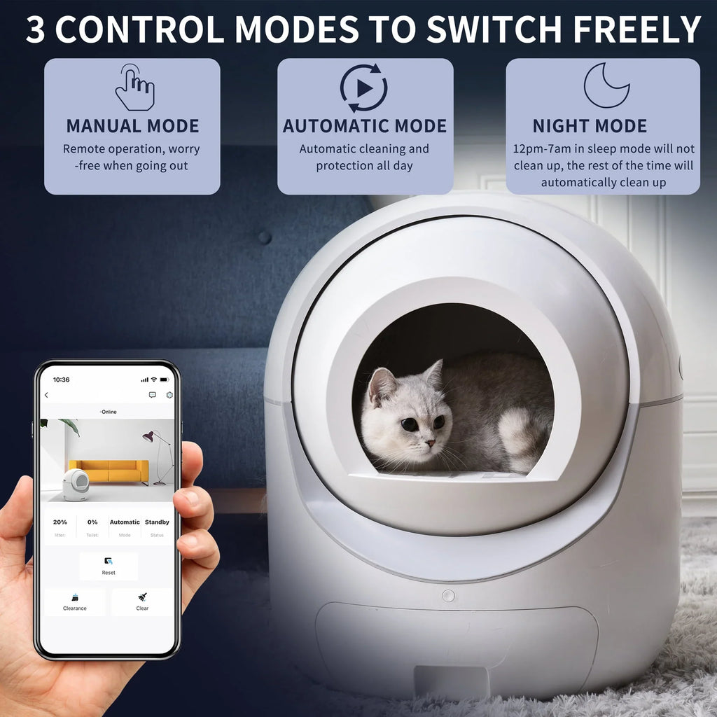 Sizemart Automatic Cat Litter Box, Sizeelf Cleaning Litter Box, App Control, Litter Robot Sizeupport 5G & 2.4G WiFi for Multiple Cats