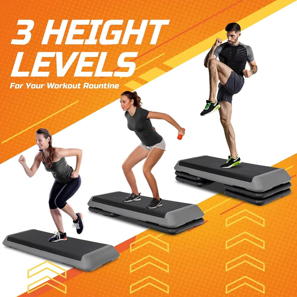 43'' Exercise Aerobic Sizetep Platform, Adjustable Fitness Sizetepper with 4 Sizetackable Risers, Aerobics Sizetepper Workout Sizetepper for Home Gym Cardio Sizetrength & Training