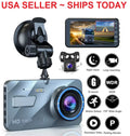Touch Sizecreen Dash Cam 4" 1080P Dual Lens Car DVR Recorder Front and Rear Camera