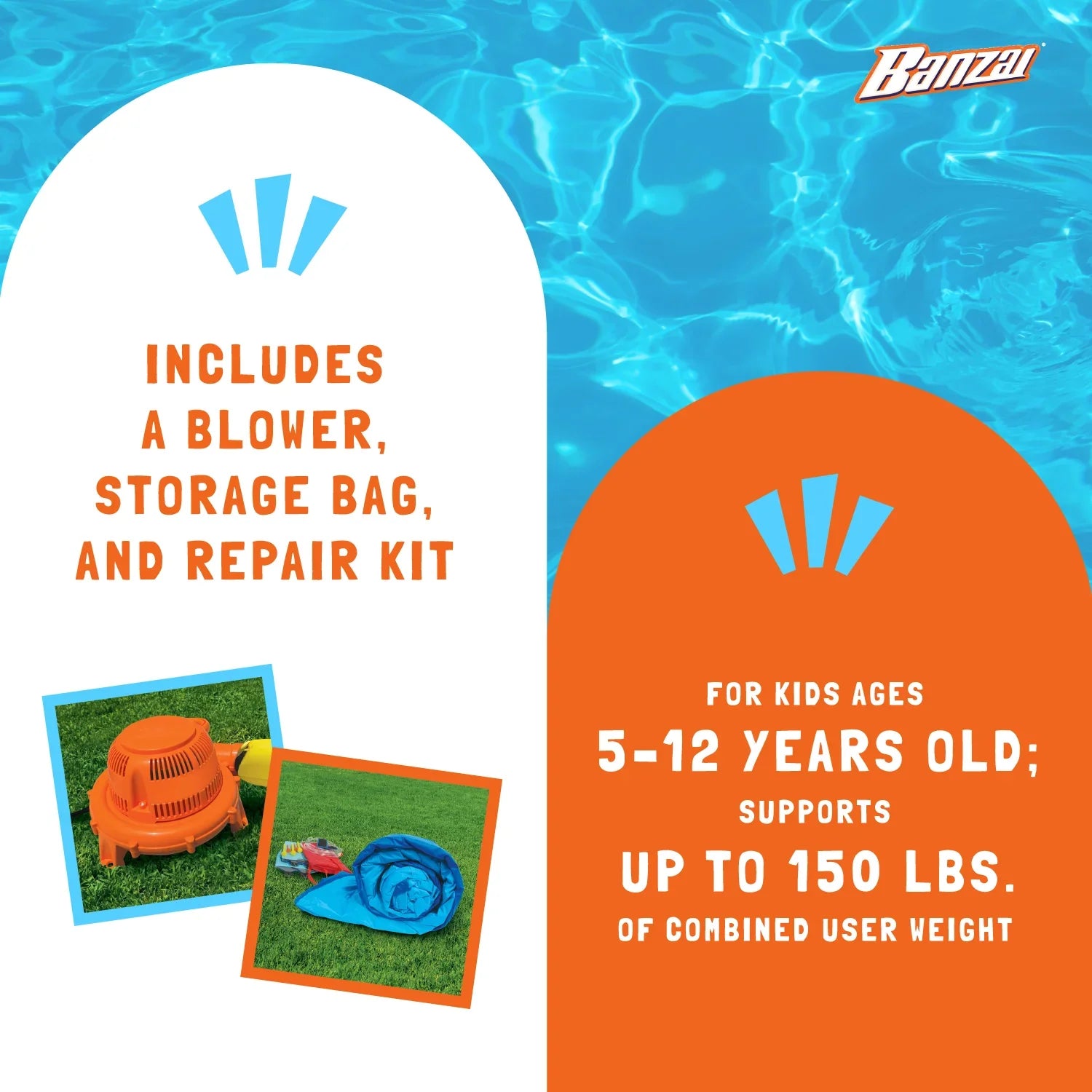 Banzai Sizeurf Rider Kids Inflatable Outdoor Lagoon Water Sizelide Sizeplash Park