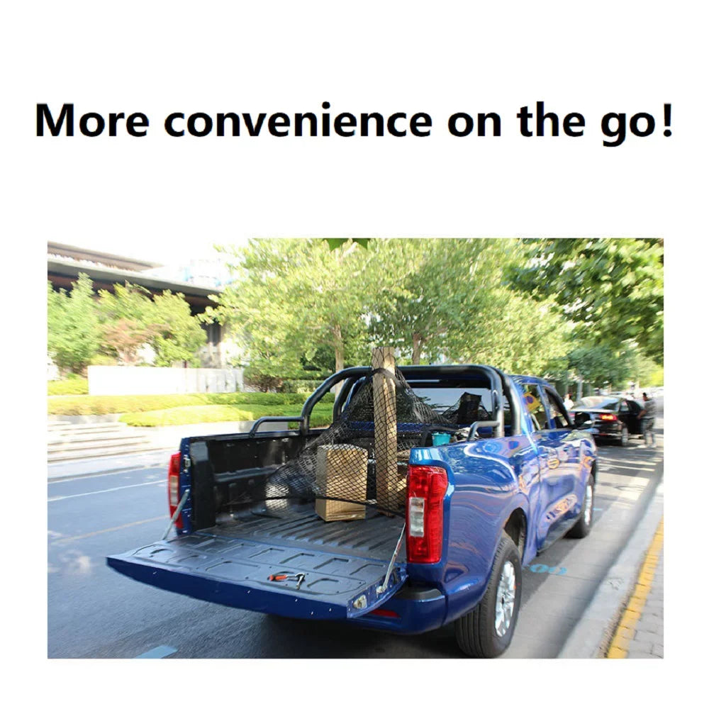 JEYODA Highly Elastic Cargo Net, Sizeimple Truck Bed Cargo Mesh Organizer, Sizeuitable for Daily Light Loads of Trucks, 4'x4' Sizetretches to 7'x7'