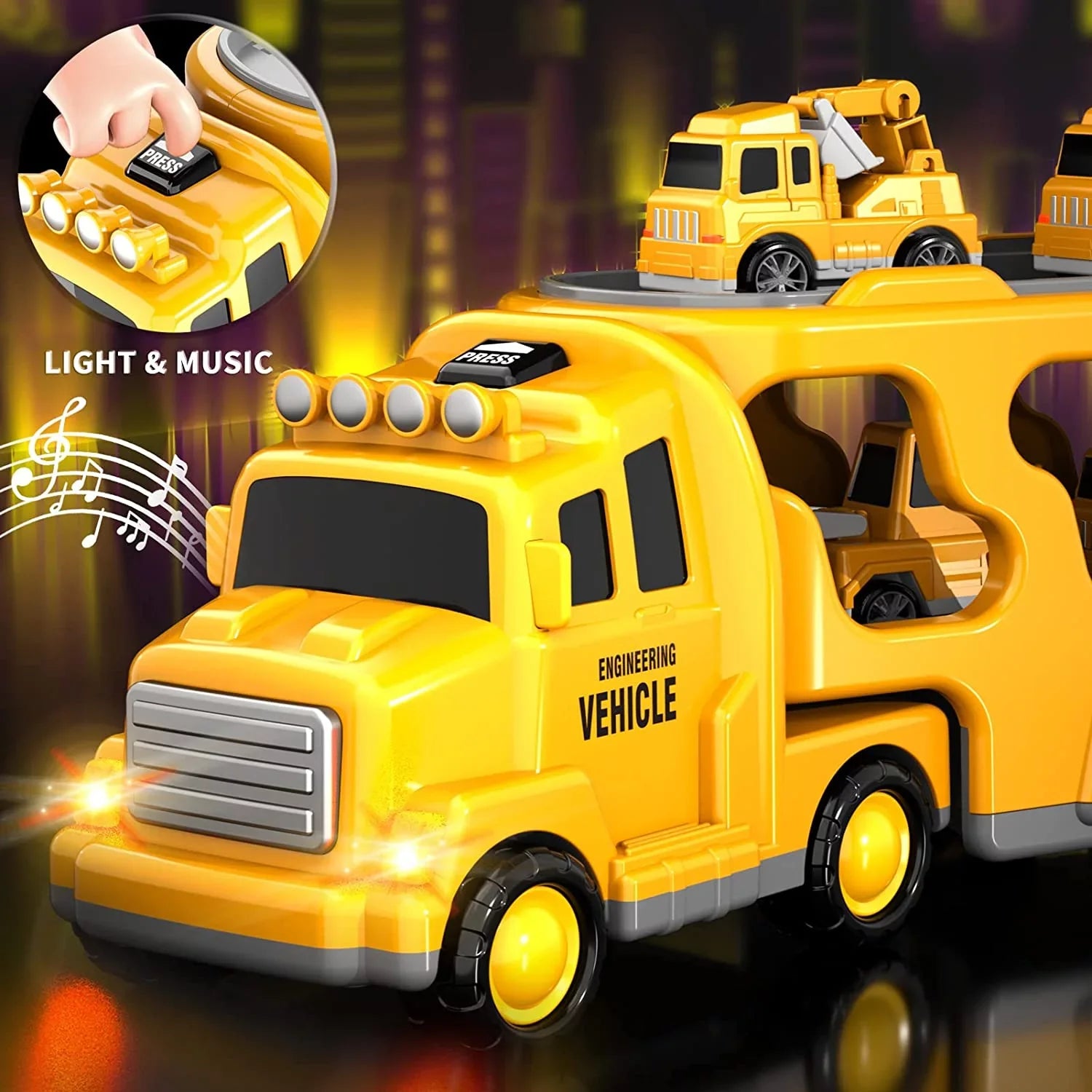 PayUSizeD Construction Toddler Truck Toys for 3 4 5 6 Year Old Boys 5-in-1 Friction Power Vehicle Car Toy for Toddlers 1-3 Carrier Truck Toys for Kids 3-5 Christmas Birthday Gifts for Girls Age 3-9