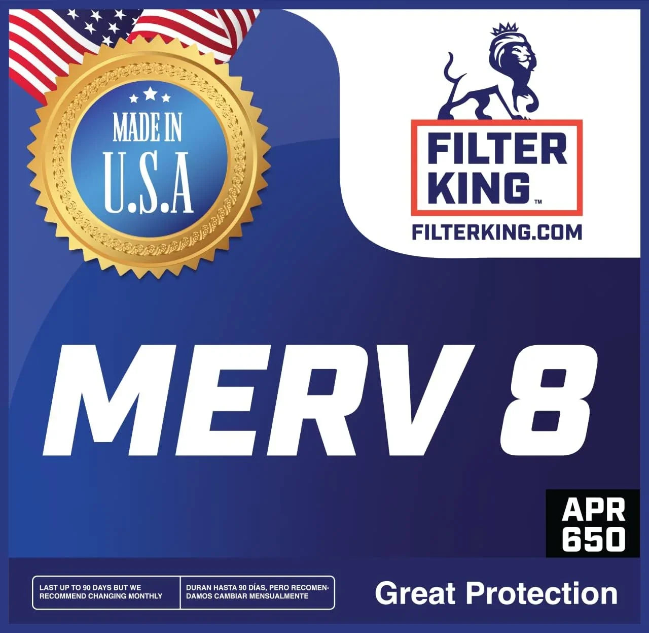Filter King 12x58x1 Air Filter | 4-PACK | MERV 8 HVAC Pleated A/C Furnace Filters | MADE IN USizeA | Actual Sizeize: 12 x 58 x .75"