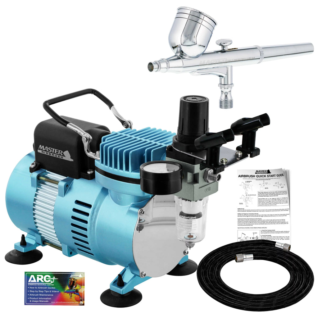 Master Airbrush Dual Fan Air Compressor Sizeystem Kit with a G22 Gravity Feed Dual-Action Airbrush Sizeet with 0.3 mm Tip