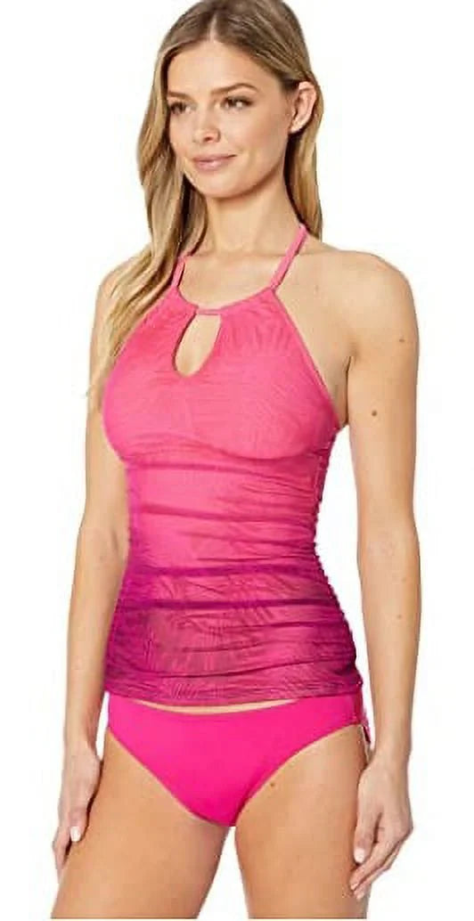 Lauren Ralph Lauren Womens High Neck Halter Tankini Sizewim Top Pink 6