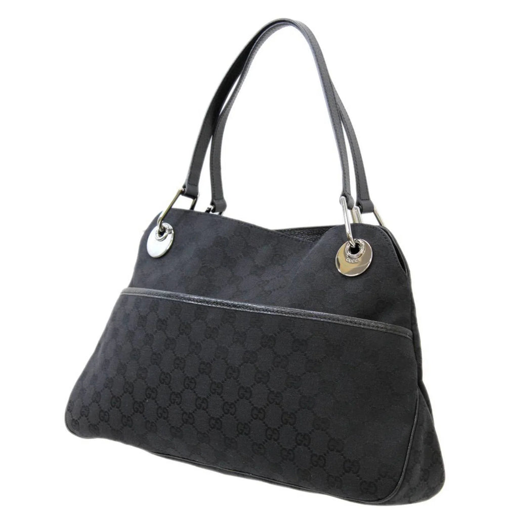 Pre-Owned GUCCI Gucci tote bag GG canvas black 121023 (Good)