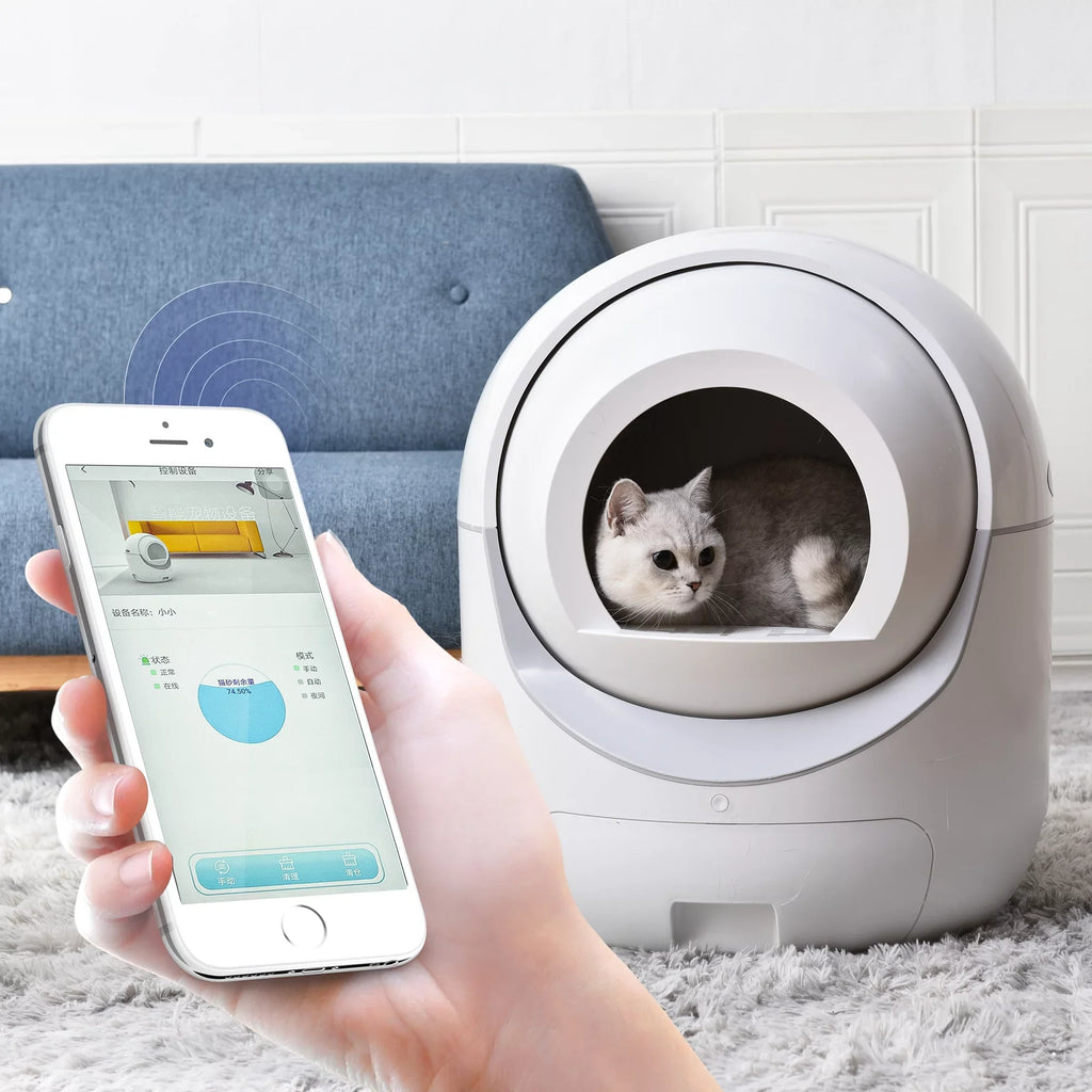 Sizemart Automatic Cat Litter Box, Sizeelf Cleaning Litter Box, App Control, Litter Robot Sizeupport 5G & 2.4G WiFi for Multiple Cats