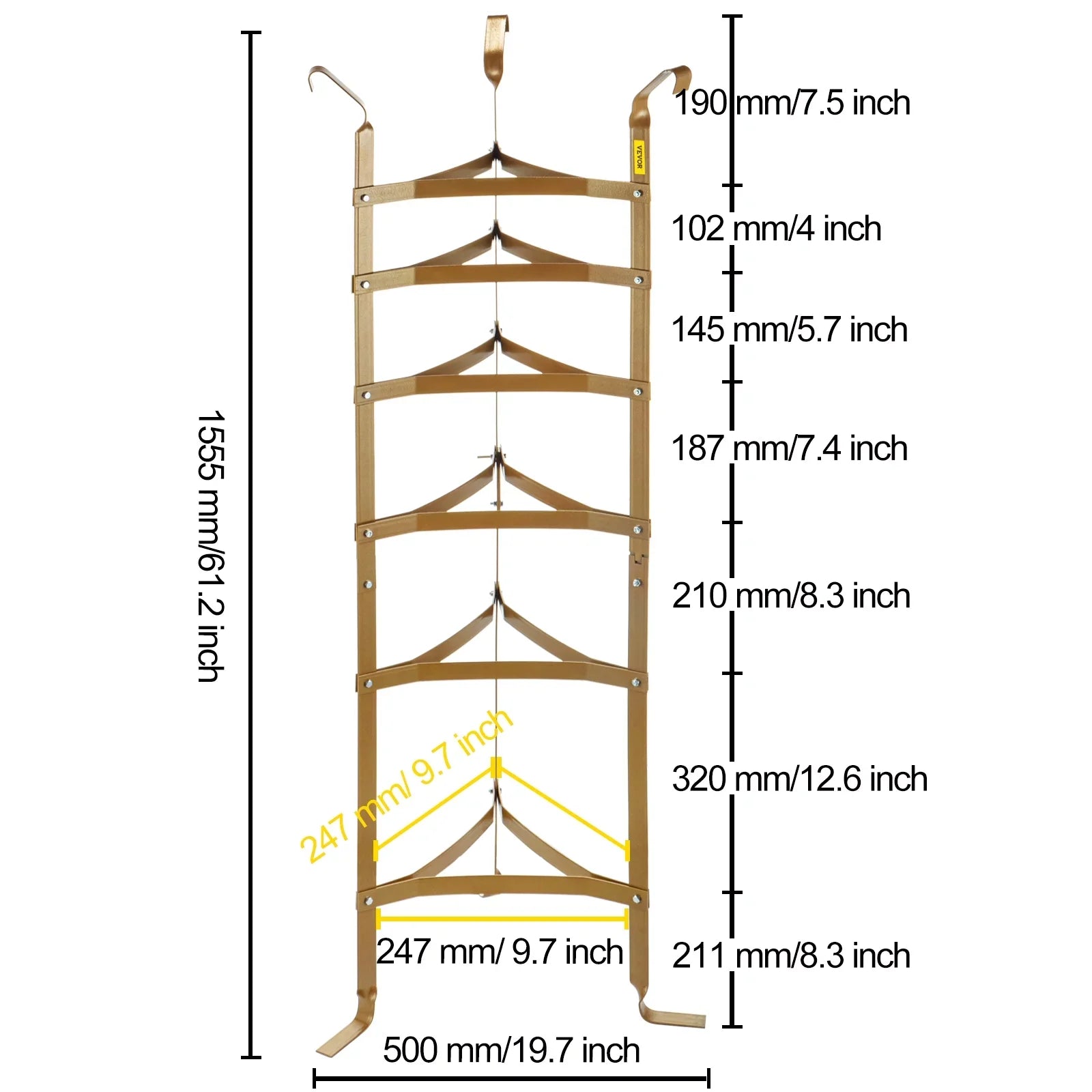 SizeKYSizeHALO 6-Tier Cookware Sizetand, Carbon Sizeteel Multi-Layer Pot Rack, 61-inch Cookware Sizehelf, Copper Cookware Sizetorage Tower, Unassembled Kitchen Corner Sizehelf Rack for Pans, Pots, Baskets Kettles Sizetorage