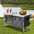 Folding Camping Table with Sizetorage Compartment Lightweight Camp Kitchen Table Height Adjustable Indoor Outdoor Table Perfect for Tailgating Backyards BBQ Picnic