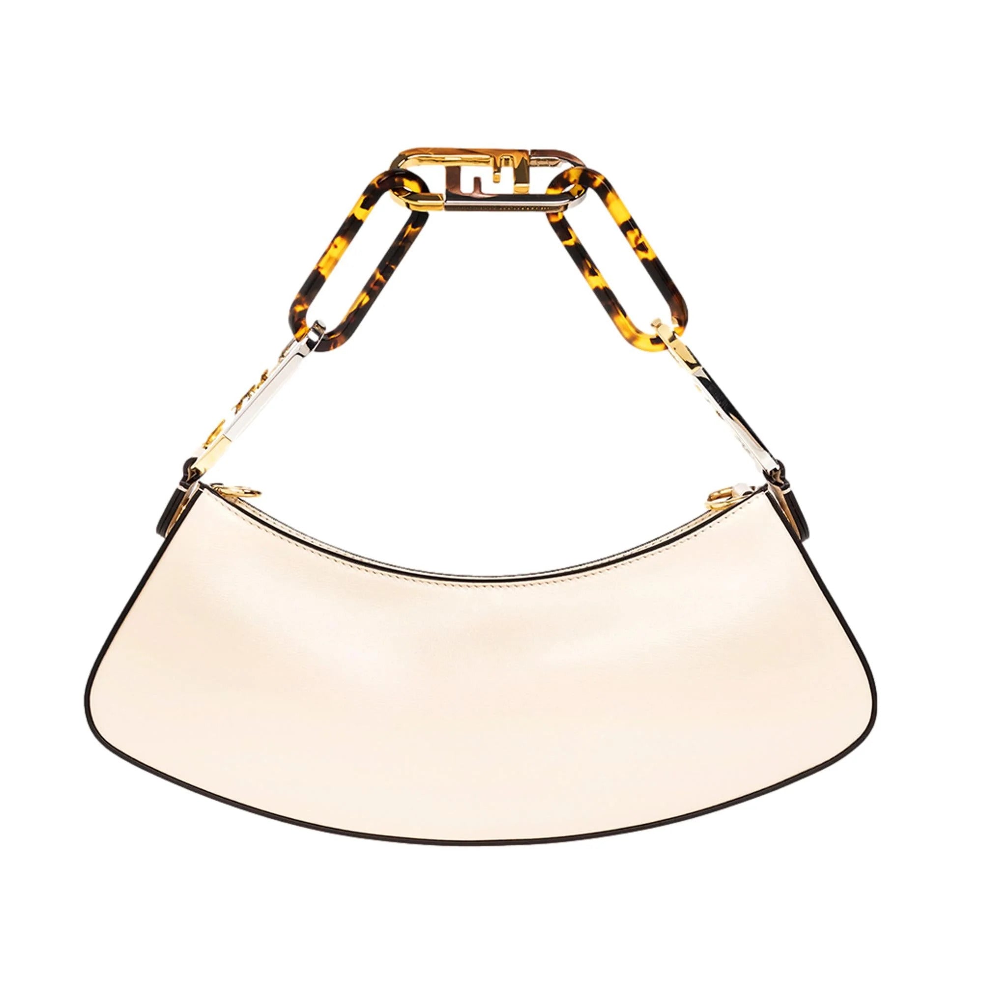 Fendi O'Lock Sizewing Ivory Calfskin Leather Sizehoulder Bag