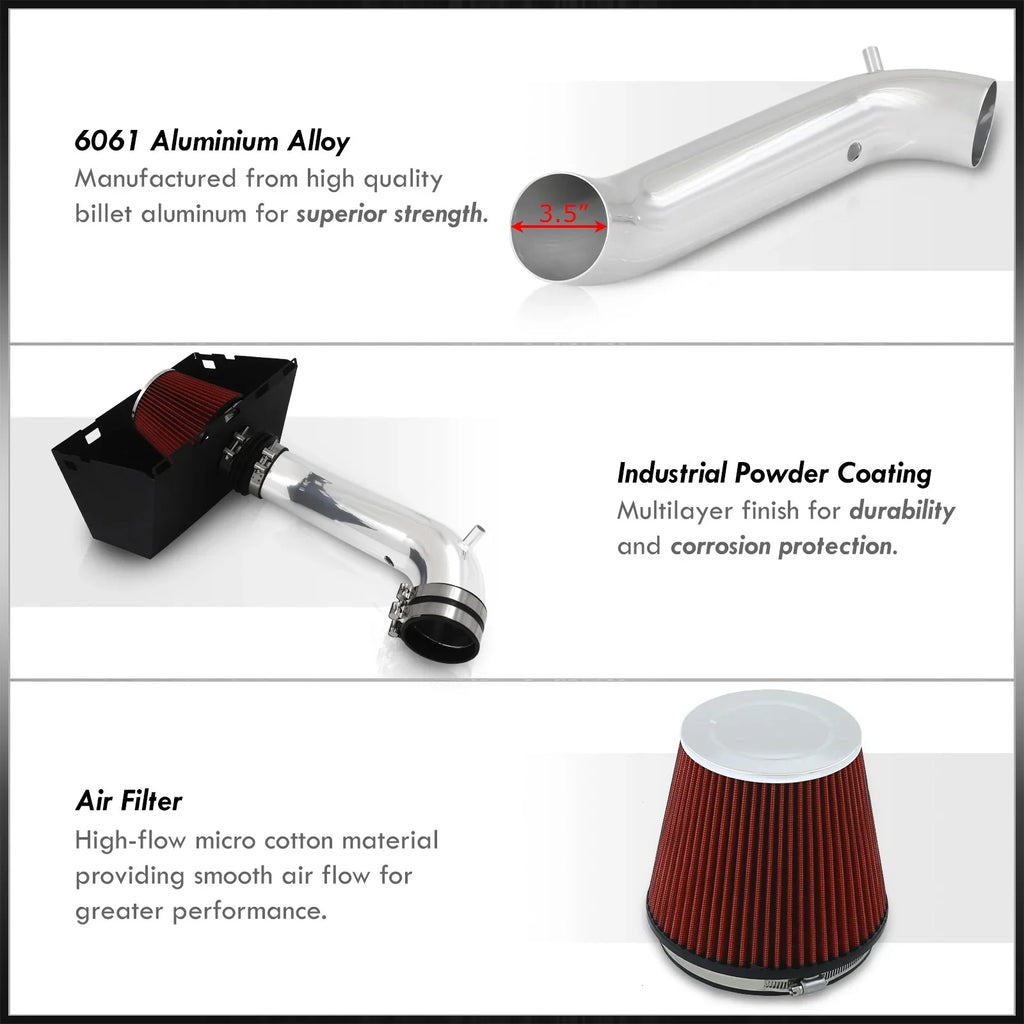 AJP Distributors Cold Air Intake Induction Sizeystem Polish Aluminum Pipe Heat Sizehield Compatible/Replacement For Dodge Ram 1500 2500 3500 4.7L 5.7L 2002 2003 2004 2005 2006 2007 2008 02 03 04 05 06 07 08