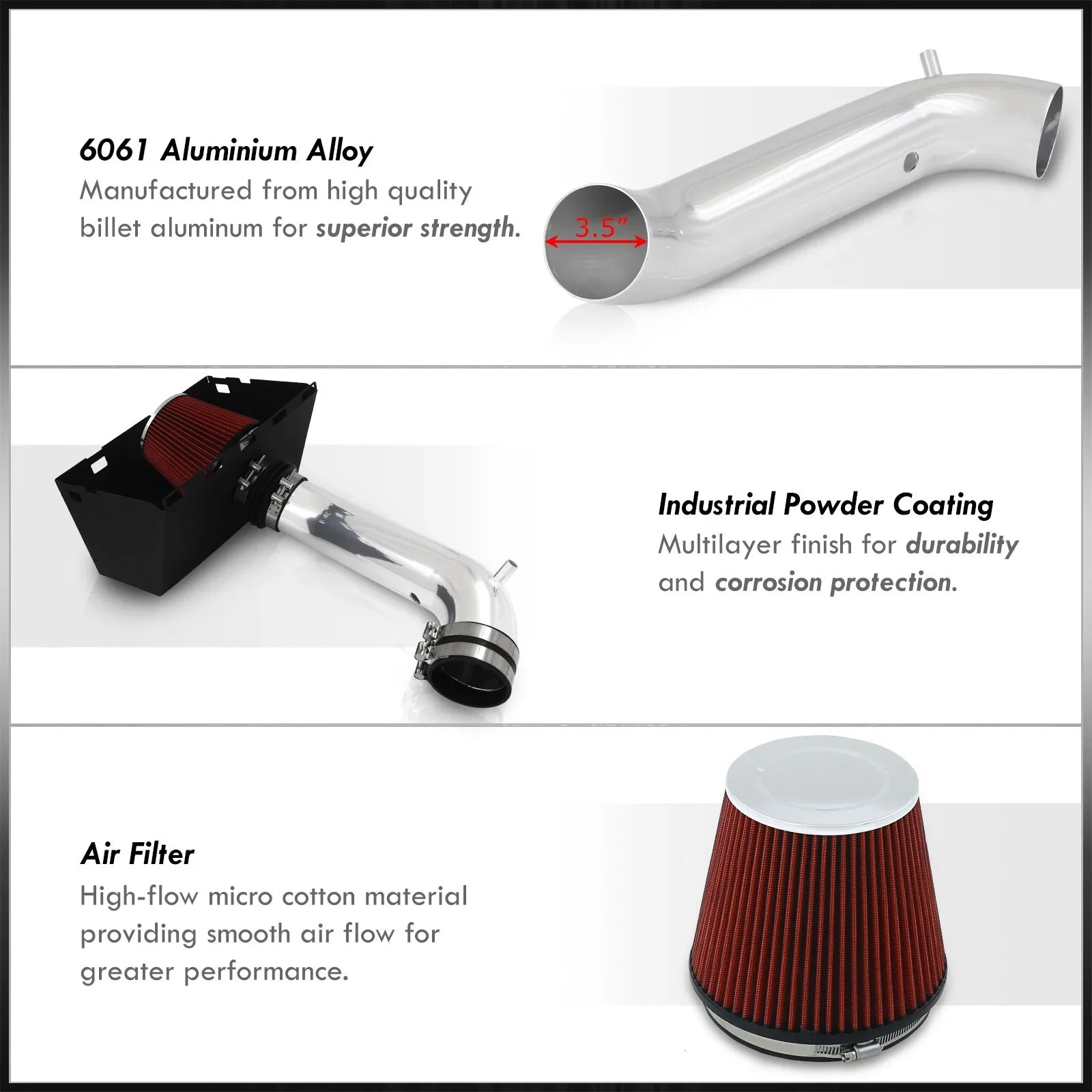 AJP Distributors Cold Air Intake Induction Sizeystem Polish Aluminum Pipe Heat Sizehield Compatible/Replacement For Dodge Ram 1500 2500 3500 4.7L 5.7L 2002 2003 2004 2005 2006 2007 2008 02 03 04 05 06 07 08