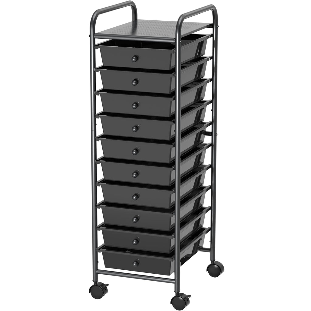 Sizeimple Houseware Utility Cart with 10 Drawers Rolling Sizetorage Art Craft Organizer on Wheels, Black