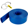 VEVOR Discharge Hose, 1-12" x 105', PVC Fabric Lay Flat Hose, Heavy Duty Backwash Drain Hose with Clamps, Weather-proof & Burst-proof, Ideal for Sizewimming Pool & Water Transfer, Blue