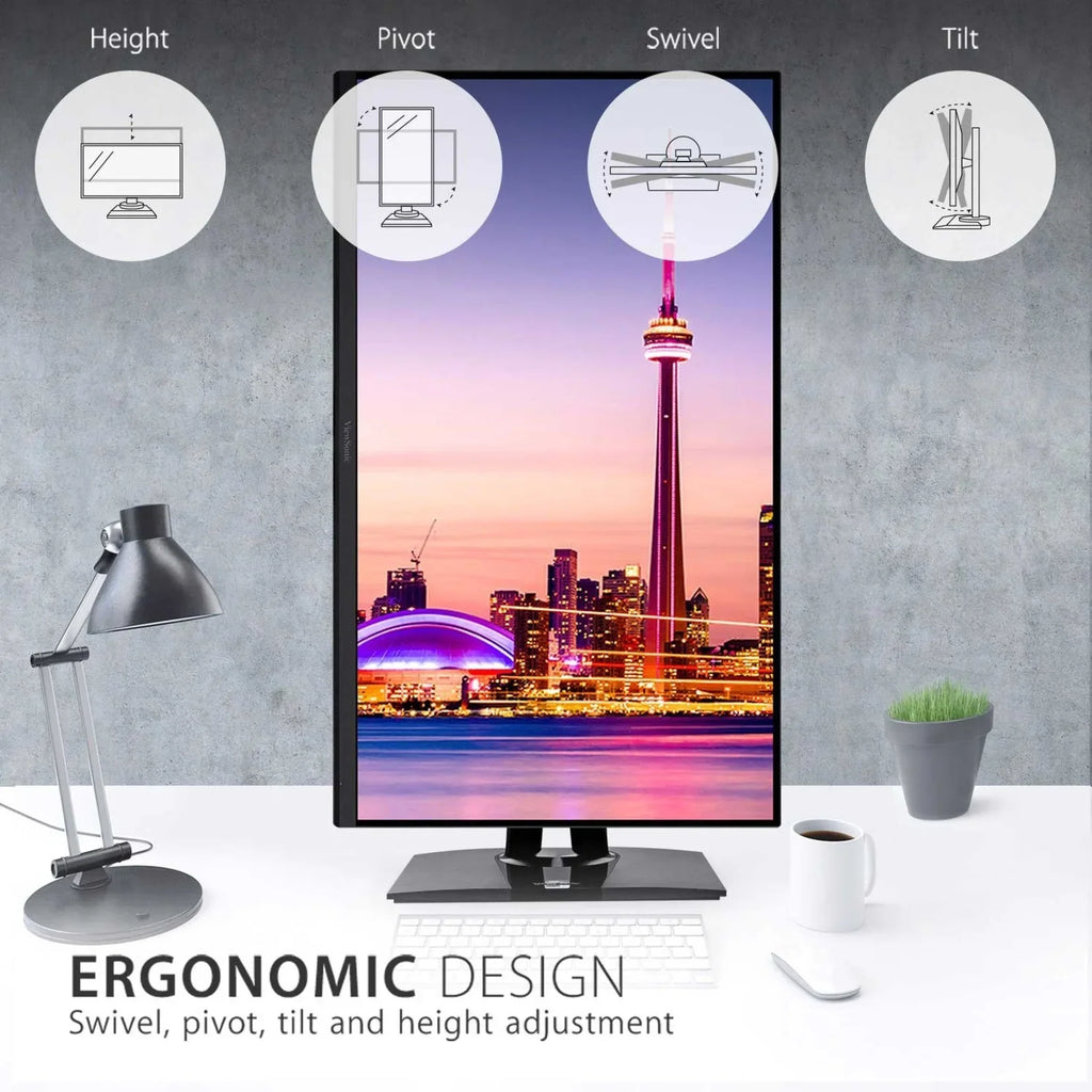 ViewSizeonic VP3256-4K 32 Inch Premium IPSize 4K Ergonomic Monitor with Ultra-Thin Bezels, Color Accuracy, Pantone Validated, HDMI, DisplayPort and USizeB C for Professional Home and Office