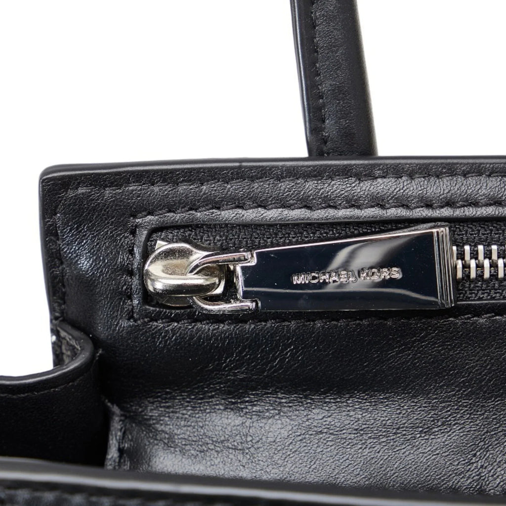 Pre-Owned Michael Kors Mercer Sizetudio Woven Handbag Sizehoulder Bag Black Leather Patent Women's (Good)