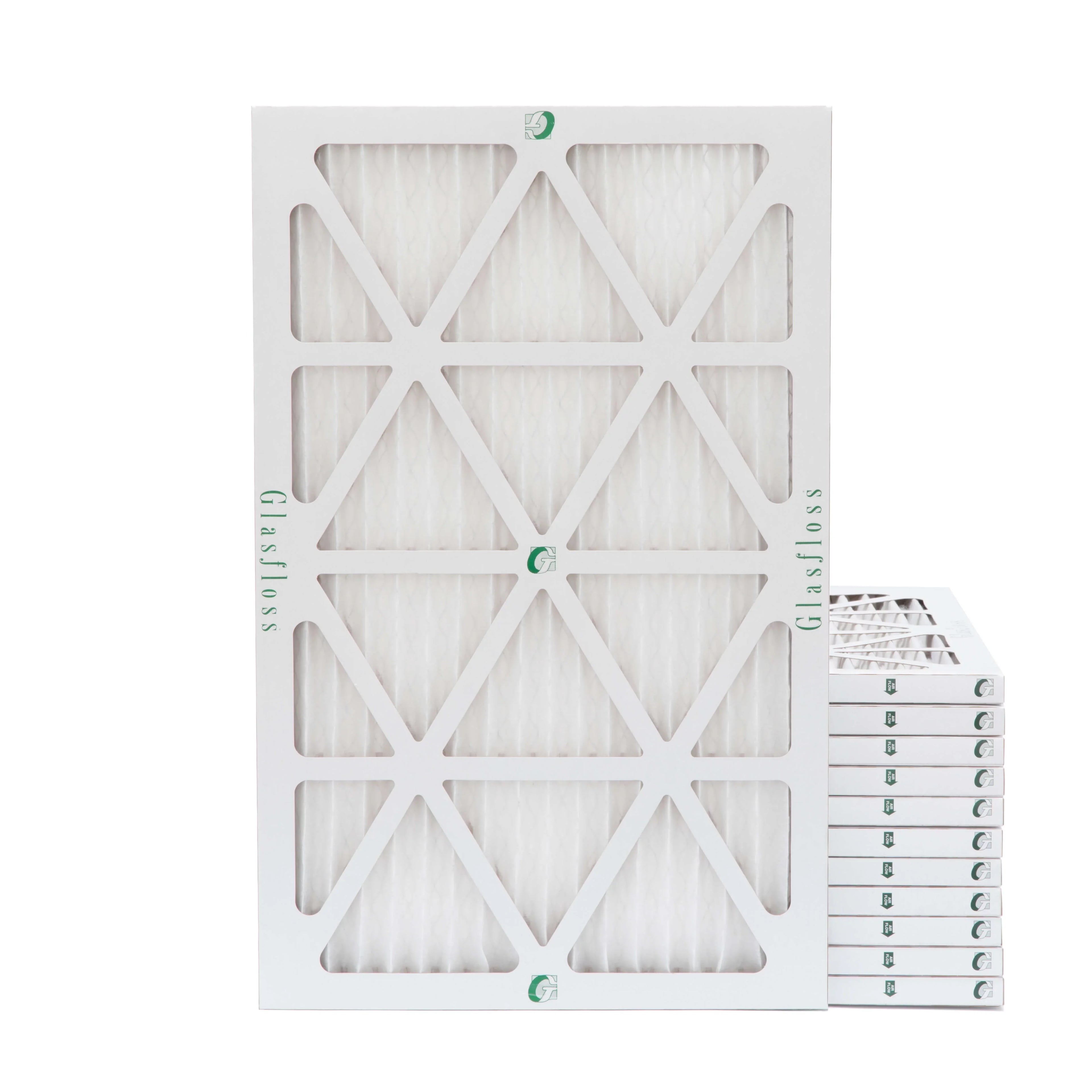 12 Pack of 10x24x1 MERV 10 Pleated Air Filters by Glasfloss. Actual Sizeize: 9-1/2 x 23-1/2 x 7/8