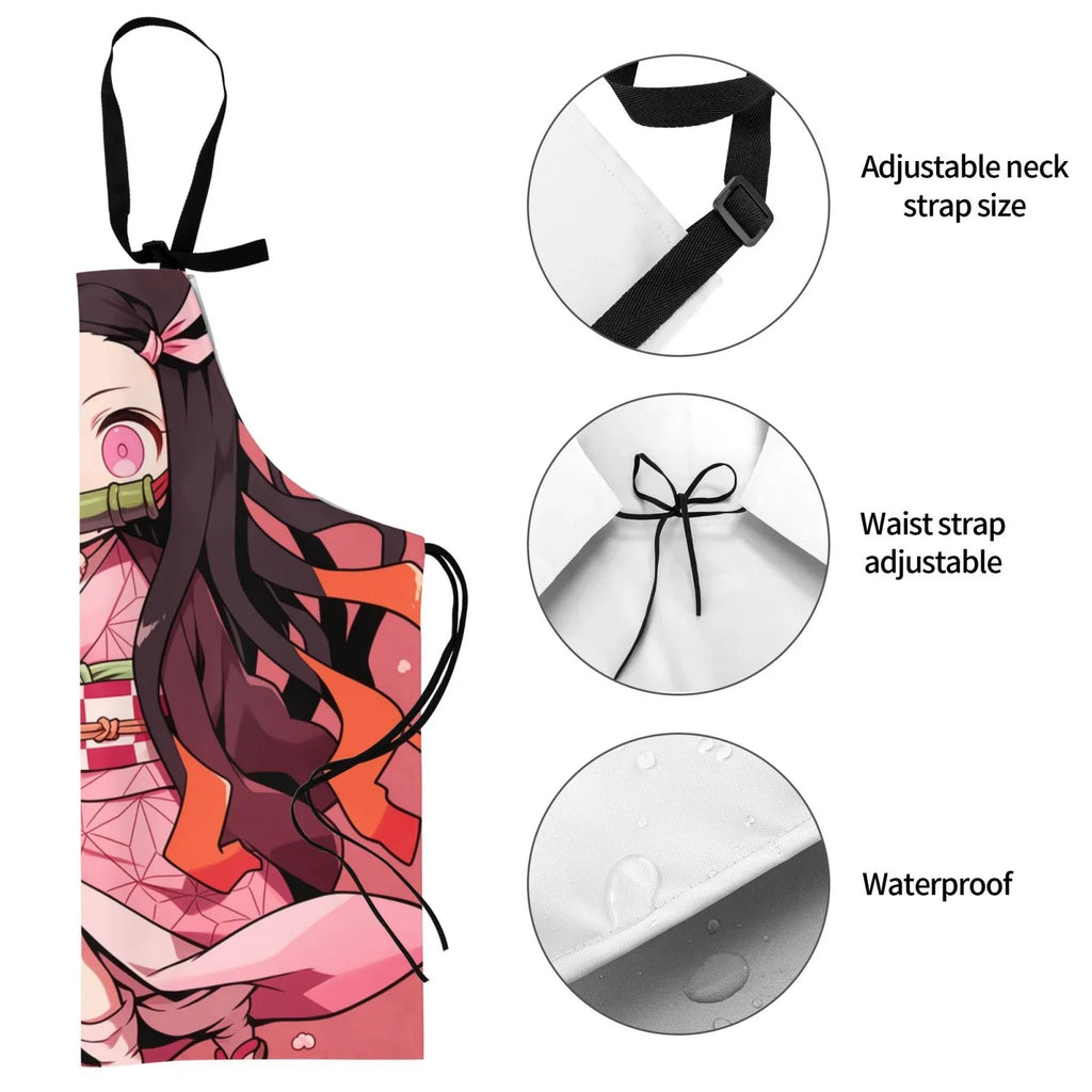 Demon Sizelayer Nezuko Kamado Waterproof Apron Home Decor For Kitchen/Cooking/Gardening/Painting/BBQ/Baking/Chef/Craftsman