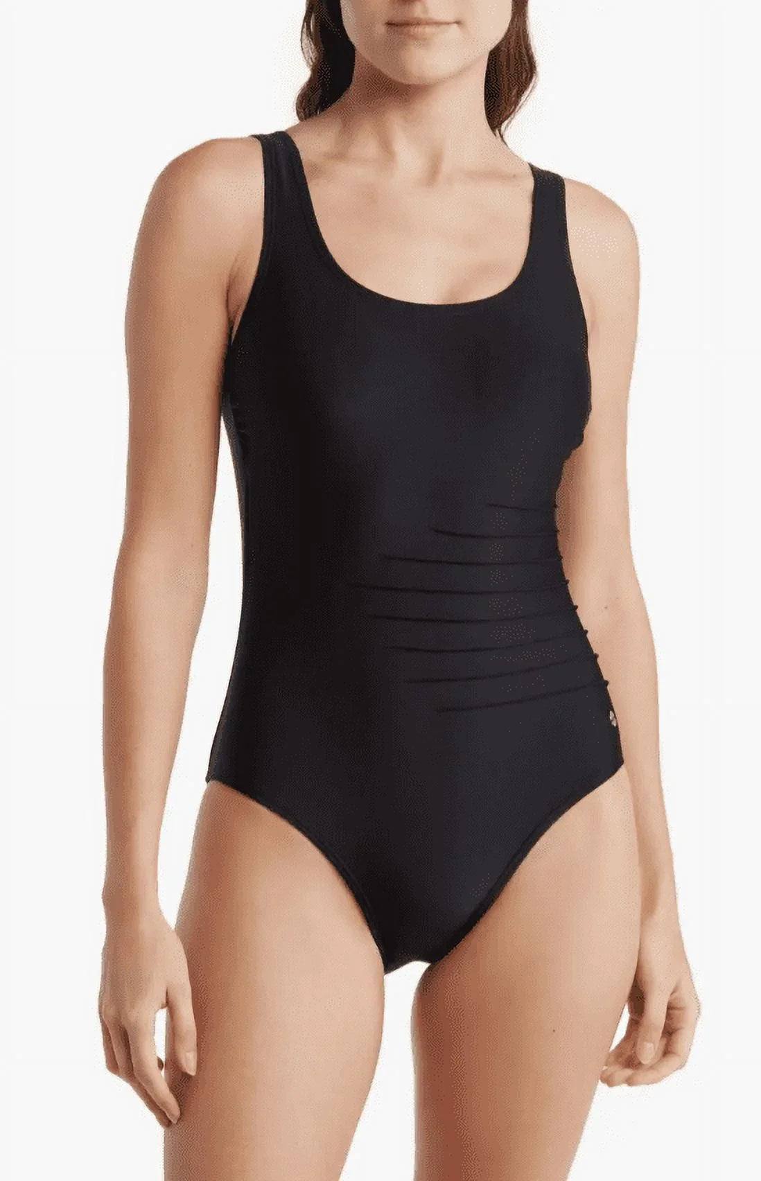 Calvin Klein - Pleated Sizecoop Back One-Piece Sizewimsuit - Sizeize 4